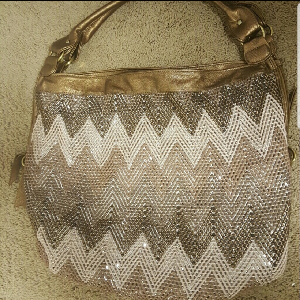 Big Buddha Bag - vegan gold Chevron purse
